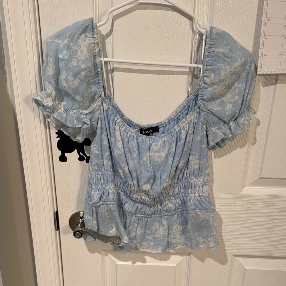 Francescas Blue Floral Top